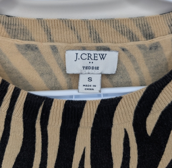 JCREW Classy TEDDIE zebra Small S Sweater Black and brown *So Soft* - Picture 4 of 10